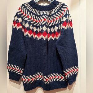 Men’s XL Wool Nordic Sweater Red, White and Blue